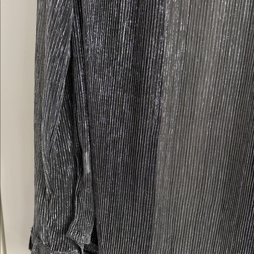 Oversized Silver Sheer Button-Up Shirt - Picture 3 of 4